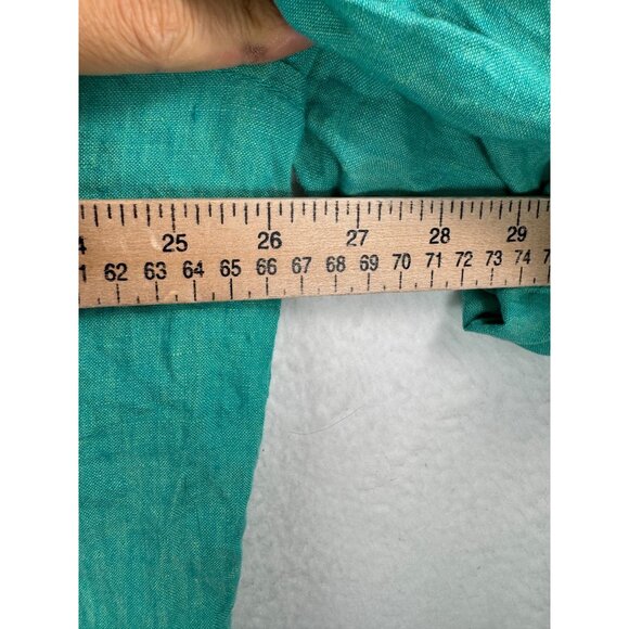 Soft Surroundings linen green brass button shacket top money sz 1X - Picture 4 of 5